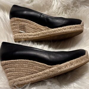 Blue illusion blackCanvas Espadrille Wedge Pumps💐💐💐